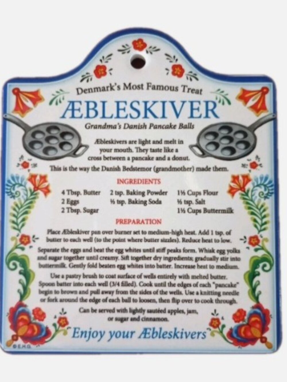 Trivet Wall Plaque Aebleskiver Danish Pancake Recipe Cottagecore